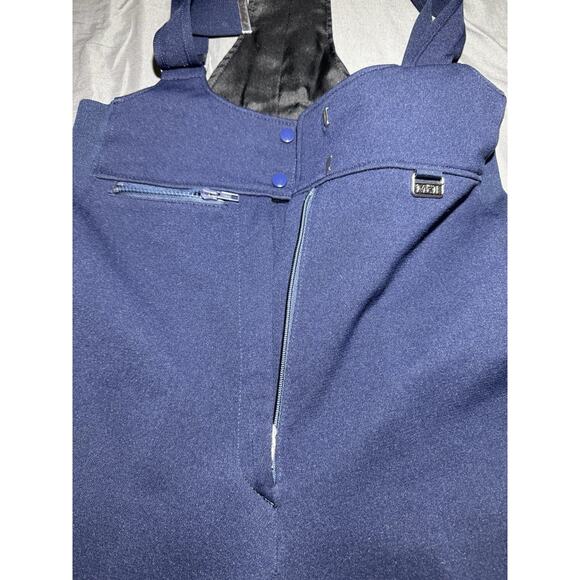 Vintage USA Mr D Women’s Snow Bibs Navy Blue Ski Wool - Picture 11 of 13